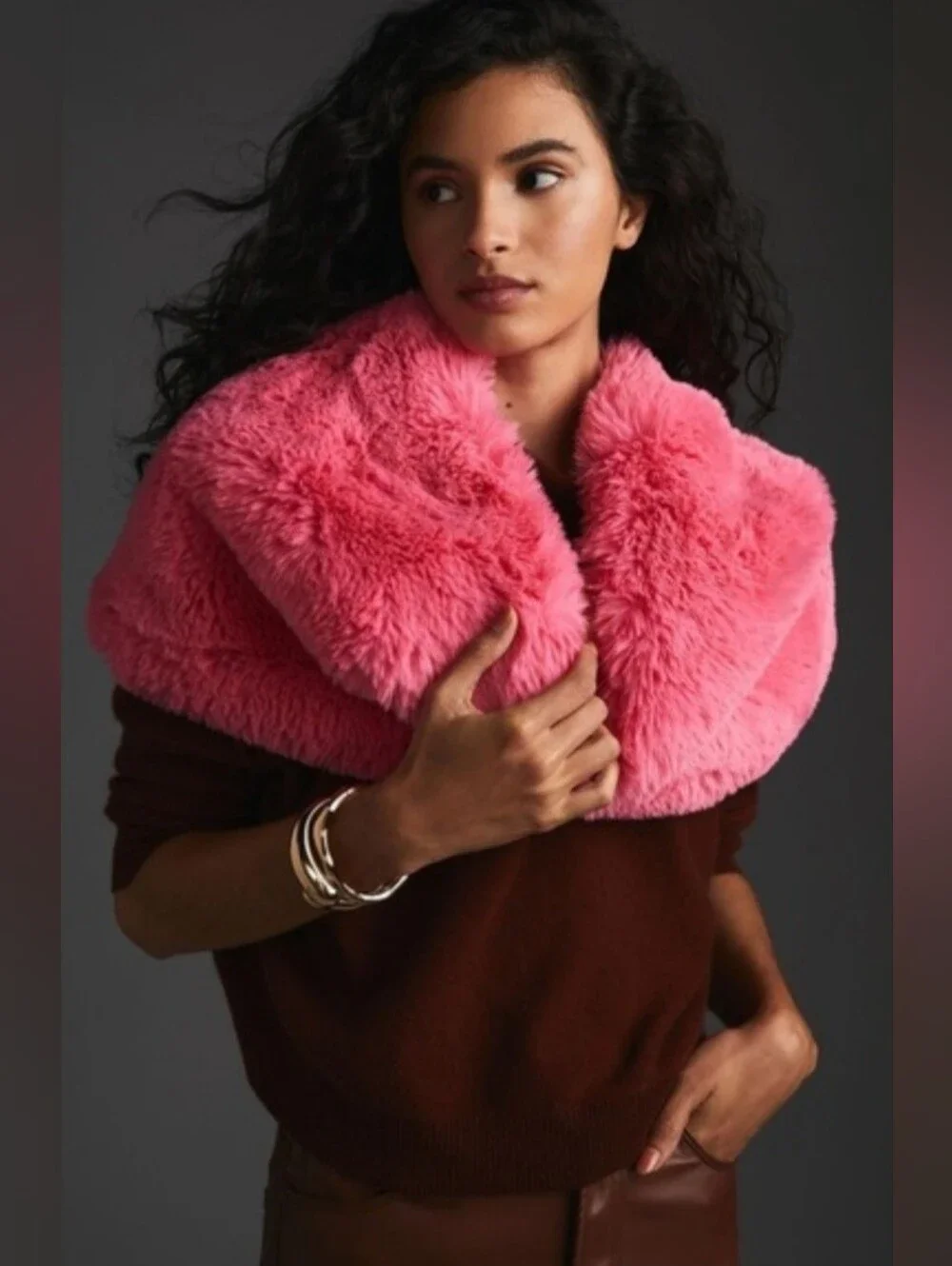NWT Anthropologie Maeve Faux Fur Hot Pink Barbiecore Stole